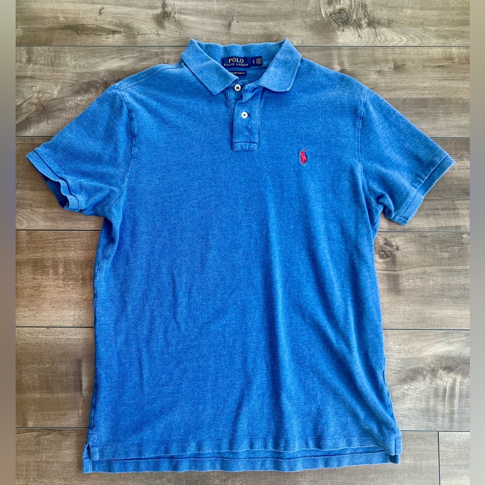 Ralph Lauren Men’s Custom Slim Fit Mesh Polo Size Large - Deco Blue Heather